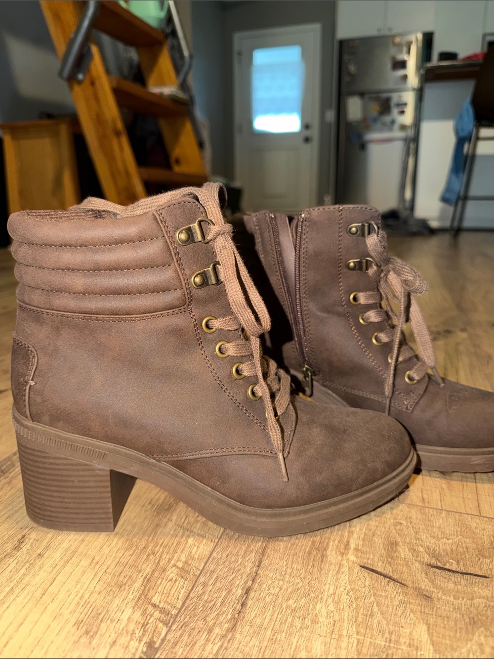 Xappeal Brown Lace-Up Block Heel Ankle Boots - Picture 2 of 3